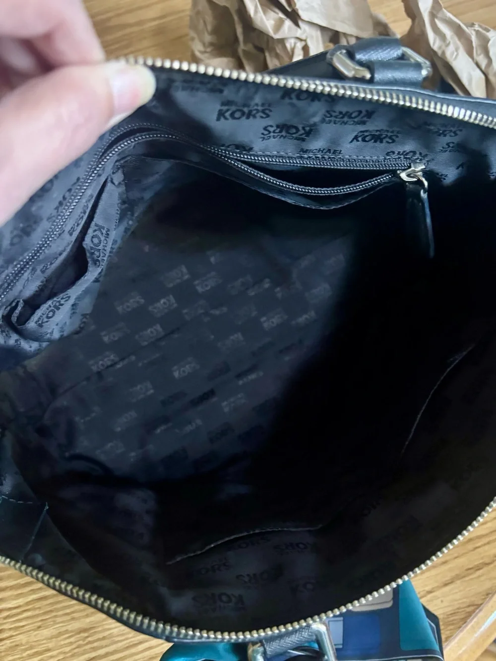 EUC Michael Kors Black Saffiano Leather Satchel with Scarf Accent